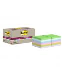 Post-It Super Sticky Pack de 12 Blocs de 70 Notas Adhesivas Recicladas - Forma Cuadrada - 47.6x47.6mm - Colores Surtidos