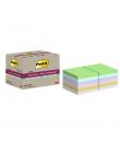 Post-It Super Sticky Pack de 12 Blocs de 70 Notas Adhesivas Recicladas - Forma Cuadrada - 76x76mm - Colores Surtidos