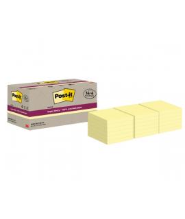 Post-It Super Sticky Pack de 18 Blocs de 70 Notas Adhesivas Recicladas - Forma Cuadrada - 76x76mm - Color Amarillo Claro