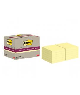 Post-It Super Sticky Pack de 12 Blocs de 70 Notas Adhesivas Recicladas - Forma Cuadrada - 76x76mm - Color Amarillo Claro