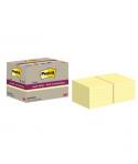 Post-It Super Sticky Pack de 12 Blocs de 70 Notas Adhesivas Recicladas - Forma Cuadrada - 76x76mm - Color Amarillo Claro