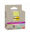 Post-It Super Sticky Pack de 3 Blocs de 70 Notas Adhesivas Recicladas - Forma Cuadrada - 76x76mm - Colores Surtidos