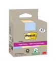 Post-It Super Sticky Pack de 4 Blocs de 70 Notas Adhesivas Recicladas - Forma Cuadrada - 76x76mm - Colores Surtidos