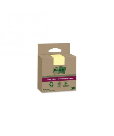 Post-It Super Sticky Pack de 3 Blocs de 70 Notas Adhesivas Recicladas - Forma Cuadrada - 76x76mm - Color Amarillo Claro