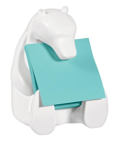 Post-It Super Sticky Dispensador con 2 Blocs de 45 Z-Notas - Forma de Oso - Forma Cuadrada - 76x76mm - Color Blanco