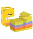 Post-It Pack de 12 Blocs de 100 Z-Notas Adhesivas Reposicionables - Forma Cuadrada - 76x76mm - Colores Surtidos