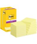 Post-It Super Sticky Pack de 12 Blocs de 90 Notas Adhesivas Reposicionables - 76x76mm - Paquete de Carton - Color Amarillo Claro