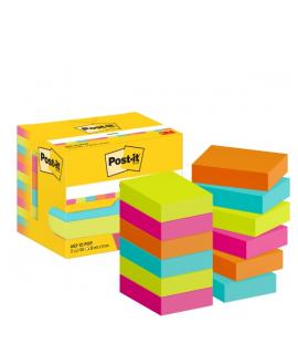 Post-It Pack de 12 Blocs de 100 Notas Adhesivas Reposicionables - Forma Rectangular - 38x51mm - Colores Surtidos