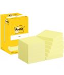 Post-It Pack de 12 Blocs de 100 Notas Adhesivas Reposicionables - Forma Cuadrada - 76x76mm - Color Amarillo Claro