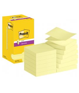 Post-It Super Sticky Pack de 12 Blocs de 90 Notas Adhesivas Reposicionables - Forma Cuadrada - 76x76mm - en Zig-Zag - Color Amar