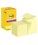 Post-It Super Sticky Pack de 12 Blocs de 90 Notas Adhesivas Reposicionables Zig-Zag 76x76mm - Forma Cuadrada - Color Amarillo Cl