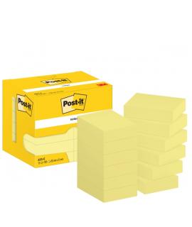 Post-It Pack de 12 Blocs de 100 Notas Adhesivas Reposicionables - Forma Rectangular - 38x51mm - Color Amarillo Claro