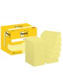 Post-It Pack de 12 Blocs de 100 Notas Adhesivas Reposicionables - Forma Rectangular - 38x51mm - Color Amarillo Claro
