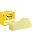 Post-It Pack de 12 Blocs de 100 Notas Adhesivas Reposicionables - Forma Rectangular - 76x127mm - Color Amarillo Claro