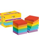 Post-It Super Sticky Pack de 12 Blocs de 90 Notas Adhesivas Reposicionables - Forma Cuadrada - 47.6x47.6mm - Colores Surtidos