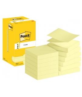 Post-It Pack de 12 Blocs de 100 Z-Notas Adhesivas Reposicionables - Forma Cuadrada - 76x76mm - Color Amarillo Claro