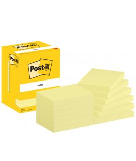 Post-It Pack de 12 Blocs de 100 Notas Adhesivas Reposicionables - Forma Rectangular - 76x102mm - Color Amarillo Claro