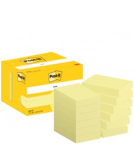 Post-It Pack de 12 Blocs de 100 Notas Adhesivas Reposicionables - Forma Rectangular - 51x76mm - Color Amarillo Claro