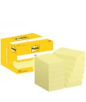 Post-It Pack de 12 Blocs de 100 Notas Adhesivas Reposicionables - Forma Rectangular - 51x76mm - Color Amarillo Claro