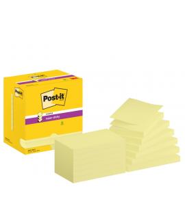 Post-It Super Sticky Pack de 12 Blocs de 90 Notas Adhesivas Reposicionables - Forma Rectangular - 76x127mm - en Zig-Zag - Color 