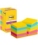 Post-It Super Sticky Pack de 12 Blocs de 90 Notas Adhesivas Reposicionables - Forma Cuadrada - 76x76mm - Colores Surtidos