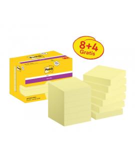 Post-It Super Sticky Pack de 12 Blocs de 90 Notas Adhesivas Reposicionables - 47.6x47.6mm - Promocion 8 Blocs + 4 Gratis - Color