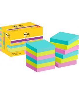Post-It Super Sticky Pack de 12 Blocs de 90 Notas Adhesivas Reposicionables - Forma Cuadrada - 47.6x47.6mm - Colores Surtidos