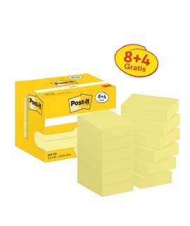 Post-It Pack de 12 Blocs de 100 Notas Adhesivas Reposicionables - Forma Rectangular - 38x51mm - Color Amarillo Claro