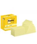 Post-It Pack de 12 Blocs de 100 Z-Notas Adhesivas Reposicionables - Forma Rectangular - 76x127mm - Color Amarillo Claro