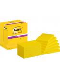 Post-It Super Sticky Pack de 12 Blocs de 90 Notas Adhesivas Reposicionables Colores Ultra - 76x127mm - Color Amarillo