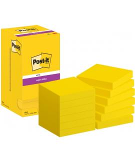 Post-It Super Sticky Pack de 12 Blocs de 90 Notas Adhesivas Reposicionables - Forma Cuadrada - 76x76mm - Color Amarillo