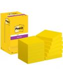 Post-It Super Sticky Pack de 12 Blocs de 90 Notas Adhesivas Reposicionables - Forma Cuadrada - 76x76mm - Color Amarillo