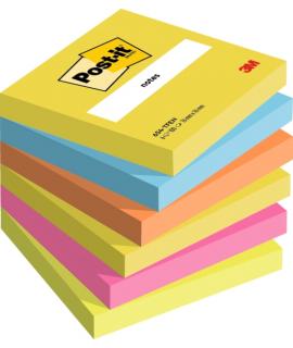 Post-It Pack de 6 Blocs de 100 Notas Adhesivas Reposicionables - Forma Cuadrada - 76x76mm - Colores Surtidos
