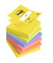 Post-It Pack de 6 Blocs de 100 Z-Notas Adhesivas Reposicionables - Forma Cuadrada - 76x76mm - Colores Surtidos