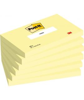 Post-It Pack de 6 Blocs de 100 Notas Adhesivas Reposicionables - Forma Rectangular - 76x127mm - Color Amarillo Claro