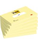Post-It Pack de 6 Blocs de 100 Notas Adhesivas Reposicionables - Forma Rectangular - 76x127mm - Color Amarillo Claro