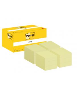 Post-It Pack de 12 Blocs de 100 Notas Adhesivas Reposicionables - Forma Rectangular - 38x51mm - Color Amarillo Claro