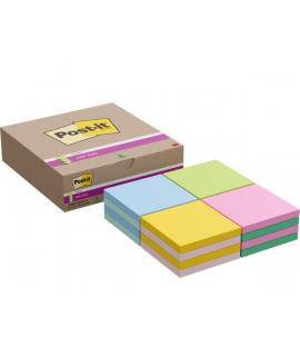 Post-It Super Sticky Pack de 16 Blocs de 90 Notas Adhesivas Reposicionables - Forma Cuadrada - 76x76mm - en Zig-Zag - Colores Su