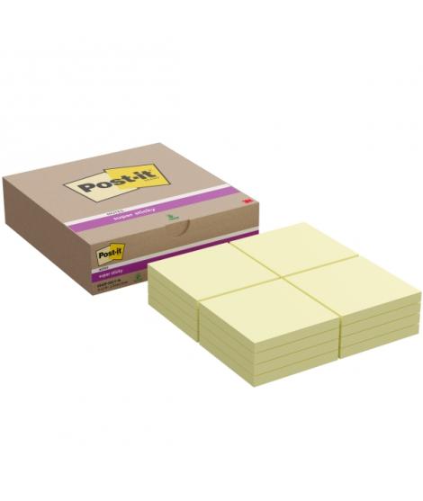 Post-It Super Sticky Pack de 16 Blocs de 90 Notas Adhesivas Reposicionables - 76x76mm - Color Amarillo Claro