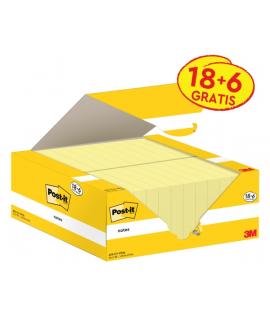 Post-It Pack de 24 Blocs de 100 - Forma Rectangular - 38x51mm - Color Amarillo Claro