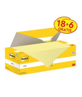 Post-It Pack de 24 Blocs de 100 - Forma Rectangular - 76x127mm - Color Amarillo Claro