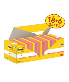 Post-It Pack de 24 Blocs de 100 - Forma Cuadrada - 76x76mm - Colores Surtidos