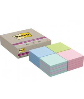 Post-It Super Sticky Pack de 20 Blocs de 70 Notas Adhesivas Recicladas - Forma Cuadrada - 76x76mm - Colores Surtidos