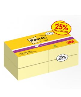 Post-It Super Sticky Pack de 4 Cubos de 270 Notas Adhesivas Reposicionables - Forma Cuadrada - Color Amarillo Claro