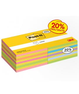 Post-It Pack de 2 Cubos de 450 Notas Adhesivas Reposicionables - Forma Cuadrada - Colores Surtidos