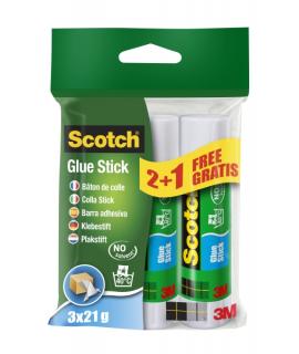 Scotch Pack de 3 Pegamentos en Barra Adhesivo Solido - 21gr por Unidad - Promocion 2 + 1 Gratis - Color Transparente