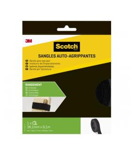 Scotch Tiras Organizadoras de Cable - 38mm x 9m - Reutilizable - Color Negro