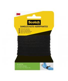 Scotch Pack de 6 Tiras Organizadoras de Cable - 12.7mm x 20.3cm - Color Negro