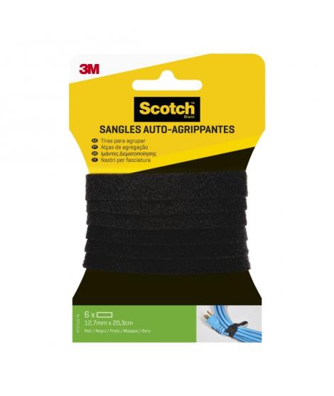 Scotch Pack de 6 Tiras Organizadoras de Cable - 12.7mm x 20.3cm - Color Negro