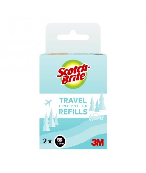 Scotch-Brite Recambios del Pack de 2 Rodillos Quitapelusas de Viaje - 30 Hojas por Rodillo - Color Negro